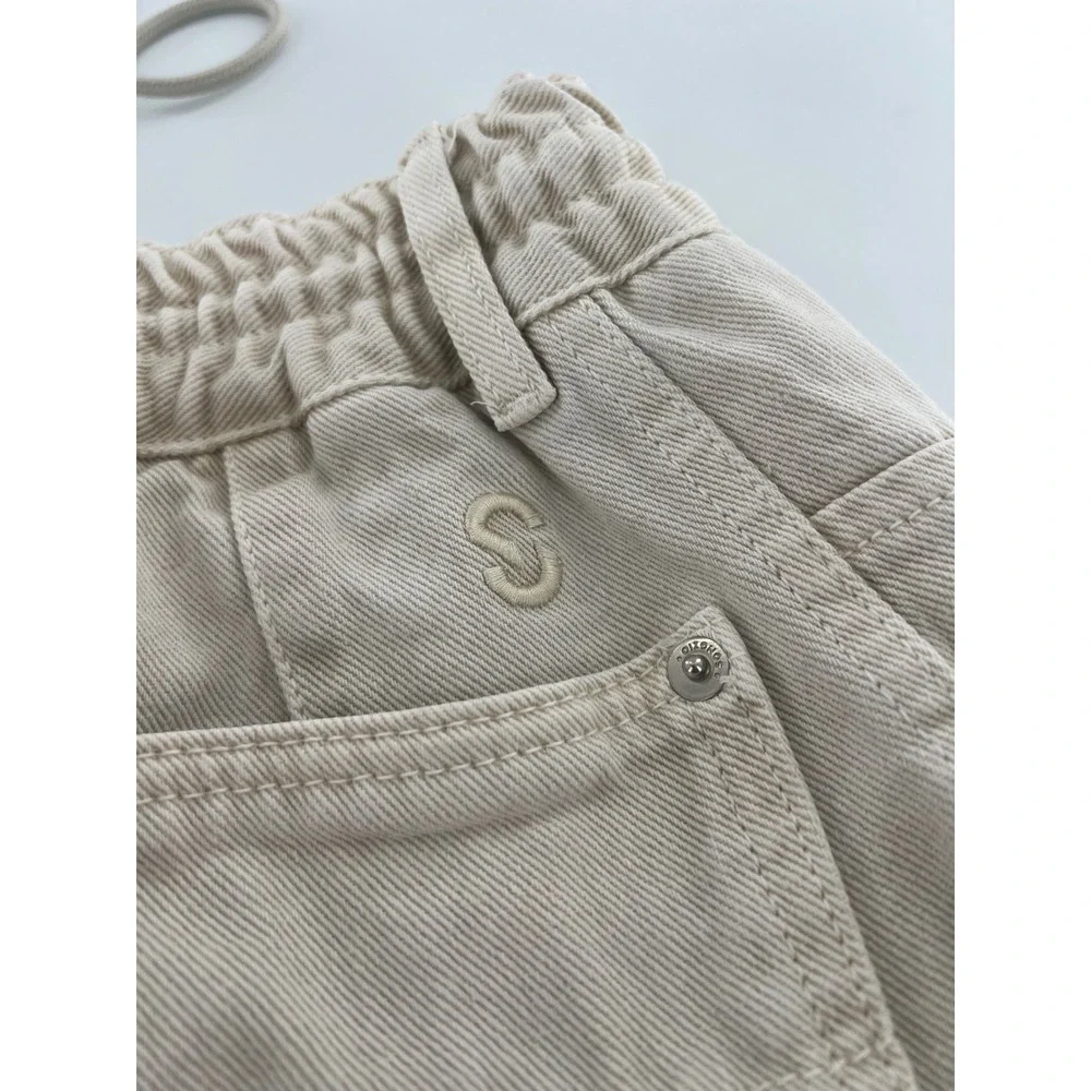 Songzio Homme Beige Pleated Balloon Pants Men 44 Tapered Denim unique streetwear
